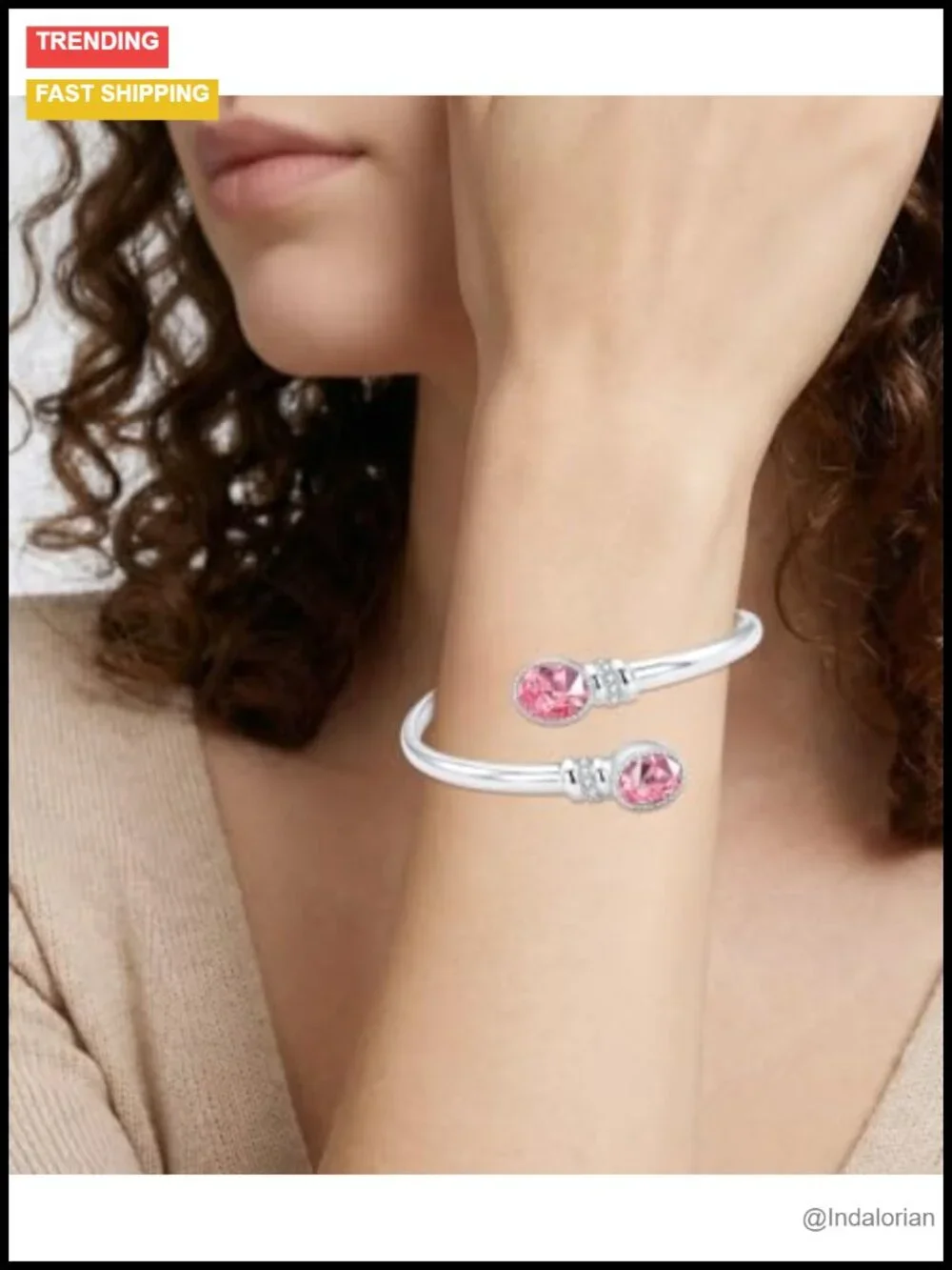 14K White Gold Plated Birthstone Cuff Bangle Bracelet for Women